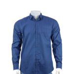 Mens Casual Full Shirt-Blue Print