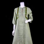 Womens Tops-Cotton-Muted Green-Hand Stitch-KPD-622