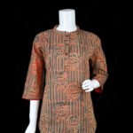 Womens Tops-Orange Print-Cotton-KPD-611