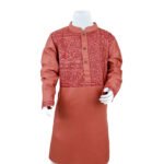 Kid Boy Panjabi-Maroon-Cotton-Block-KPD-410