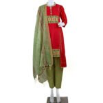 Womens Three Pieces-Cotton-Red Olive-KPD-613