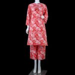 Womens Two Pcs Stitch Cotton-Printed - KPD-619-Red