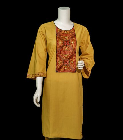 Womens One Pieces Stitch Cotton - Mustard Yellow - KPD-656