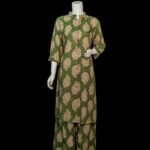 Womens Two Pieces Stitch Cotton-Printed-Olive Green-KPD-649