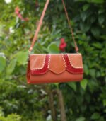 Leather Purse Bag - Brown with Dark Red
