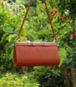 Leather Purse Bag - Brown with Dark Red - Image 4