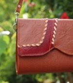Leather Purse Bag - Brown with Dark Red - Image 7