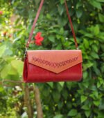 Leather Purse Bag - Dark Red and Brown - Image 4