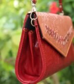 Leather Purse Bag - Dark Red and Brown - Image 2