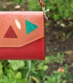 Leather Purse Bag - Dark Red with Brown - Image 4