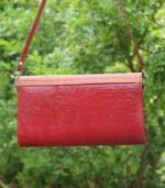 Leather Purse Bag - Dark Red with Brown - Image 2