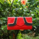 Leather Purse Bag - Red and Black
