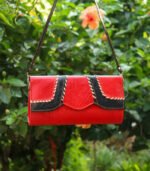 Leather Purse Bag - Red and Black