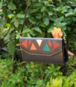 Leather Purse Bag - Full Black with Multicolor design - Image 2