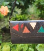 Leather Purse Bag - Full Black with Multicolor design - Image 5