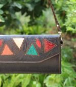 Leather Purse Bag - Full Black with Multicolor design - Image 4