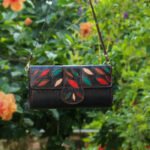 Leather Purse Bag - Full Black with Multicolor design
