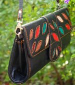Leather Purse Bag - Full Black with Multicolor design - Image 2