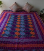 Nakshi Katha Cotton-Hand Stich (Orange, Dark pink & blue) - Image 6
