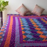 Nakshi Katha Cotton-Hand Stich (Orange, Dark pink & blue)
