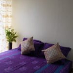 Bed Sheet- Satin Block Purple (90 X 96 Inch)