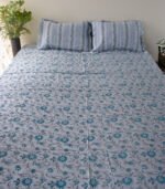 Bed Sheet Satin-Block- Azure (90 X 96 Inch) - Image 2