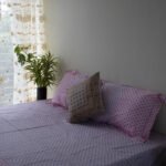 Bed Sheet- Cotton (White, Gray Blue & Light pink)-90 X 96 Inch