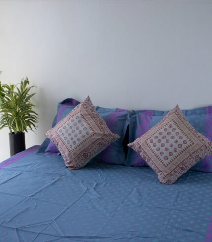Bed Sheet- Cotton(Blue)-90 X 96 Inch