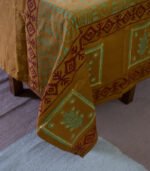 Bed Sheet- Cotton(Gray Orange & Dark Brown)-90 X 96 Inch - Image 4