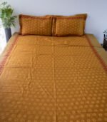 Bed Sheet- Cotton(Gray Orange & Dark Brown)-90 X 96 Inch - Image 2