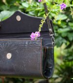 Leather Purse Bag - Shiny Black - Image 7