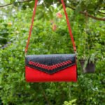 Leather Purse Bag - Red and Black