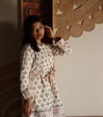 Block Printed Khadi Long Shrug Jacket - Image 2