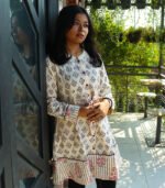 Block Printed Khadi Long Shrug Jacket